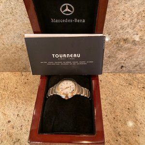 Ladies Tourneau Gold and Silver tone Mercedes-Benz Timepiece